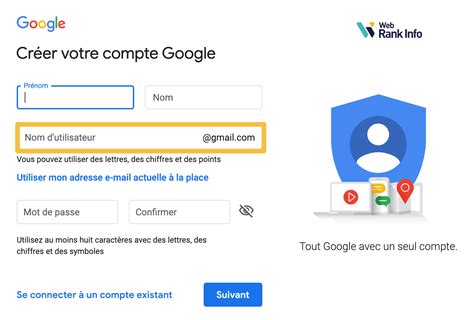 creation de compte gmail gratuit.